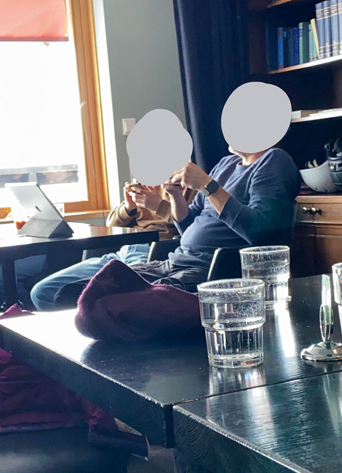 This Man And His Son Were Watching Stuff On Three Different Devices. All Of Them With Their Volume On Max, In A Public Restaurant