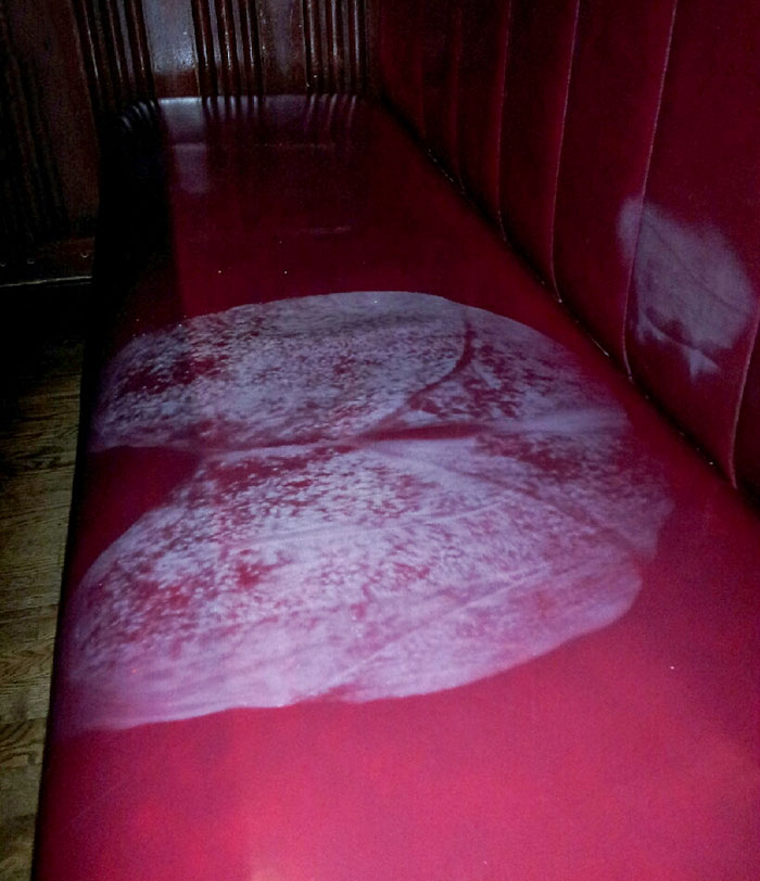 A Lady Guest At Our Restaurant Just Left This On The Seat. A Sweat Stain