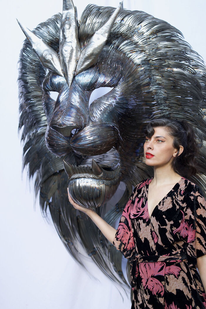 I Made Jaguar, Saber-Tooth Tiger And Lion Sculpture With Hammered Steel (11 Pics)