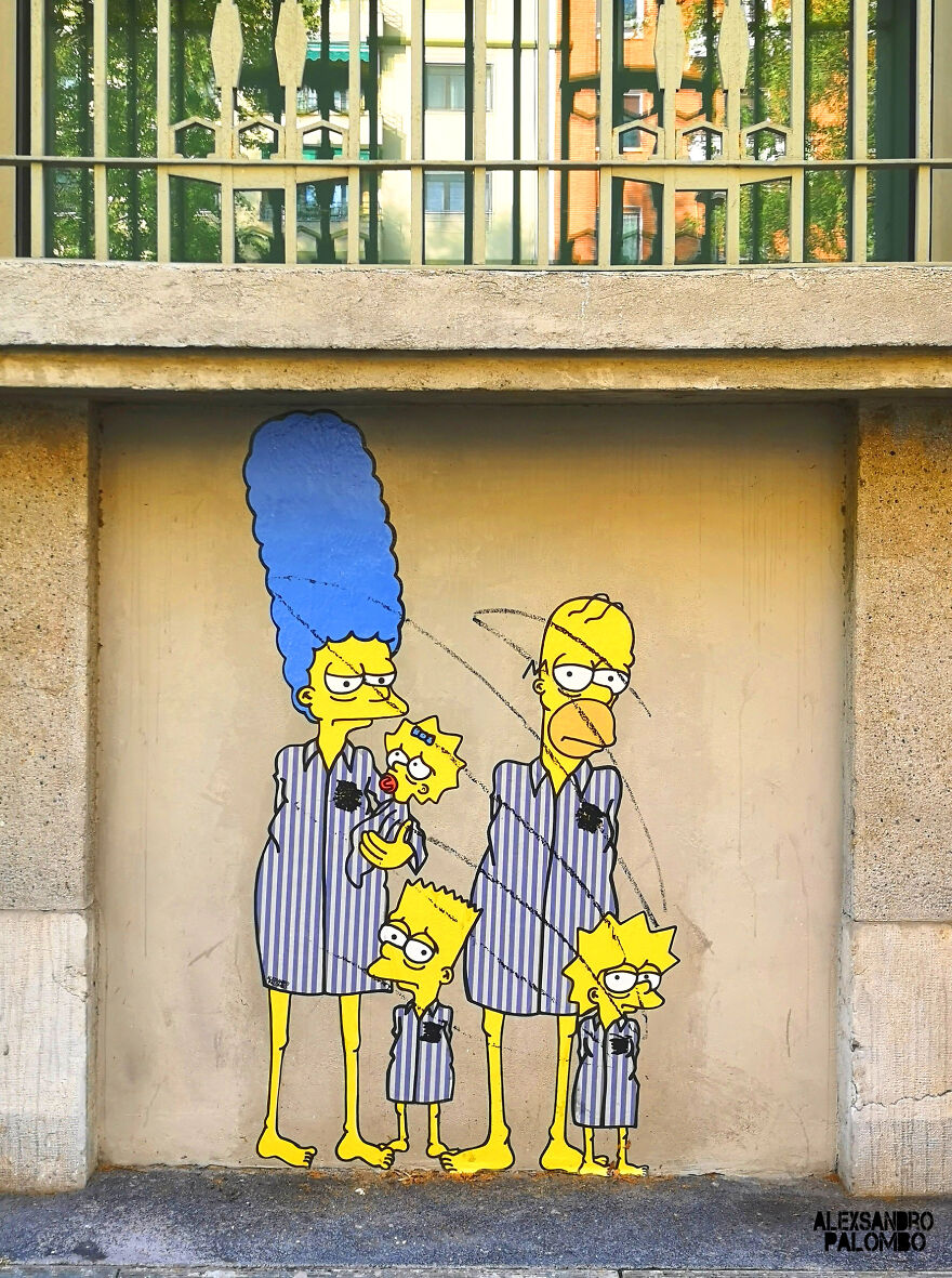 The Simpsons Holocaust Mural Was Targeted By 'Anti-Semitic' Vandalists At Shoah Memorial Museum In Milan (9 Pics)