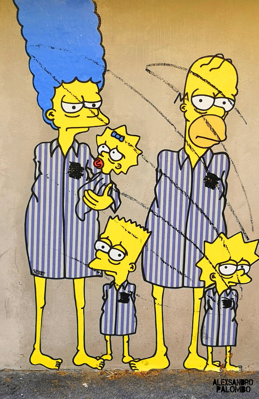The Simpsons Holocaust Mural Was Targeted By 'Anti-Semitic' Vandalists At Shoah Memorial Museum In Milan (9 Pics)