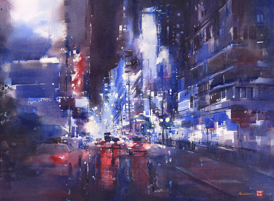 The City At Night: I Painted A Series Of Watercolor Cityscapes, Here Are My Personal Favorites (5 Pics) The City At Night: I Painted A Series Of Watercolor Cityscapes, Here Are My Personal Favorites (5 Pics)