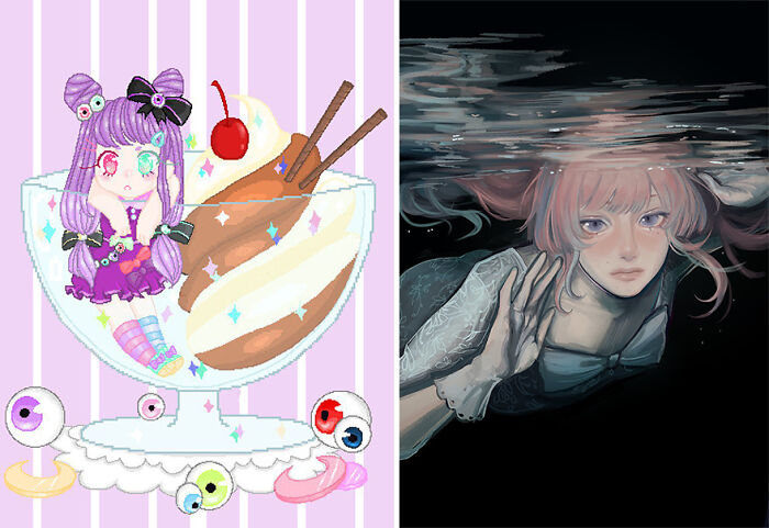 Twitter Artists Reveal Their First And Their Most Recent Artworks To Compare Their Art Improvement Over The Years (30 Pics)