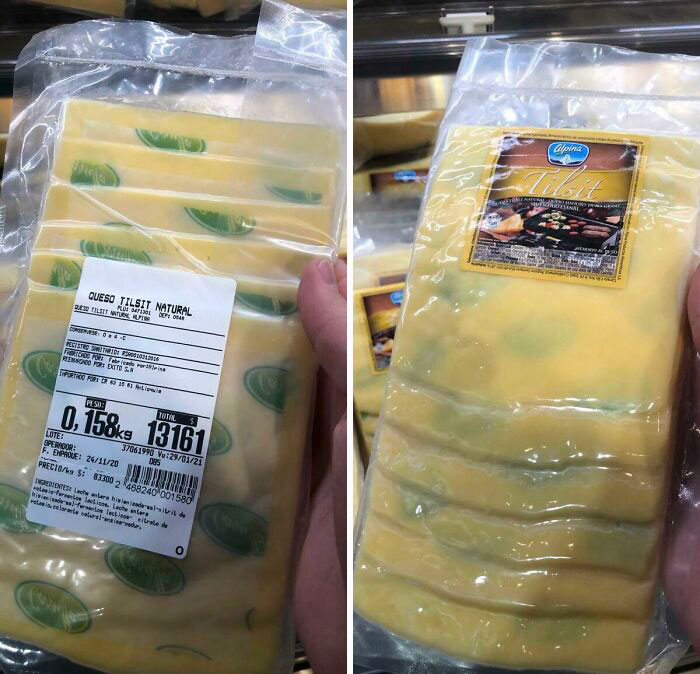 The Paper In This Sliced Cheese Makes It Look Like It Has Mold Spots