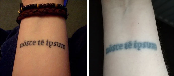 Comparison of aged tattoos showing how ink fades over time.