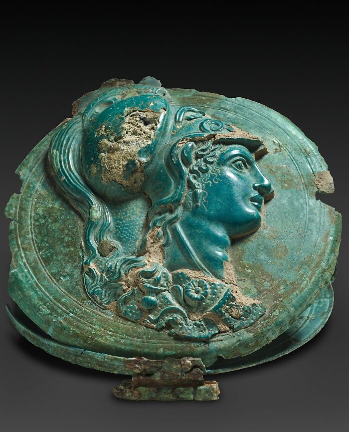 Box Mirror With Head Of Athena (Lid), Greece 330–270 Bc