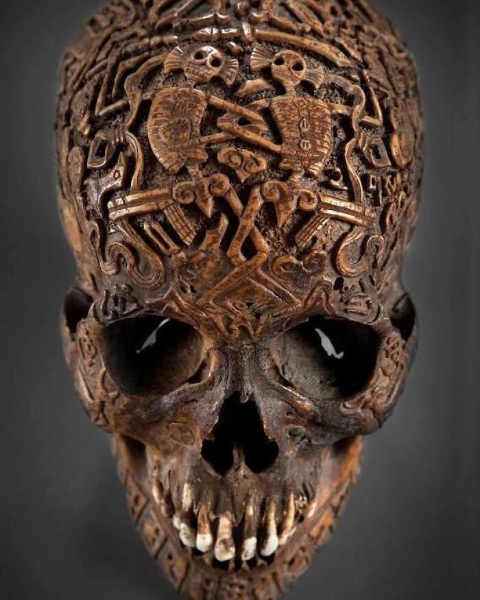 300 Years Old Carved Tibetan Skull