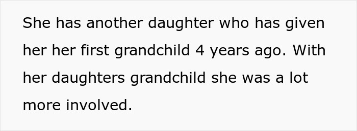 Text discussing a grandmother becoming more involved with her second grandchild.