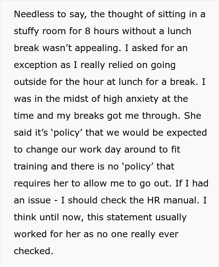 "I Stood Up And Announced I Was Going On Lunch": Employee Goes To HR After Manager Tells Her She Can't Have A Lunch Break