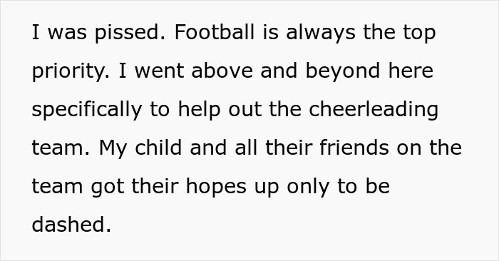 Dad Of A Cheerleader Agrees To Let School Use His Property For Their Fundraising Event, Takes His Promise Back When The Focus Shifts To The Football Team Dad Of A Cheerleader Agrees To Let School Use His Property For Their Fundraising Event, Takes His Promise Back When The Focus Shifts To The Football Team