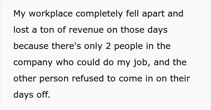 Boss Tries To Cancel Employee’s Day Off, So She Calls In Sick For Three, And The Whole Place Falls Apart Boss Tries To Cancel Employee’s Day Off, So She Calls In Sick For Three, And The Whole Place Falls Apart