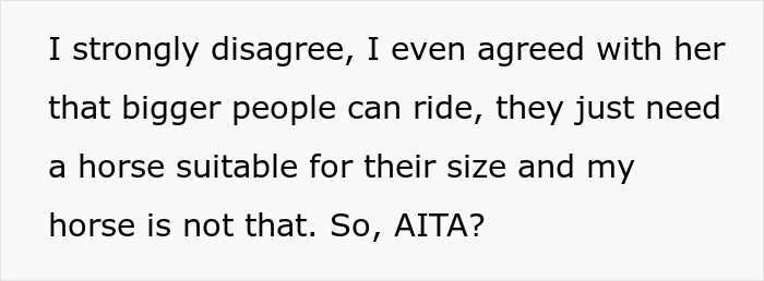 Horse Owner Doesn’t Let Her Overweight Friend Ride One Of The Animals, Gets Accused Of Body-Shaming Her Horse Owner Doesn’t Let Her Overweight Friend Ride One Of The Animals, Gets Accused Of Body-Shaming Her