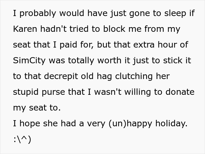 Woman Plots The Pettiest Revenge Against ‘Karen’ Who Refused To Move Her Bag From Her Prepaid Train Seat Woman Plots The Pettiest Revenge Against ‘Karen’ Who Refused To Move Her Bag From Her Prepaid Train Seat