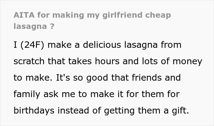 Woman Mocks GF&rsquo;s Signature Lasagna, Gets Insulted After She Serves Her A Premade One The Next Time