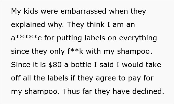 Parent Teaches Their Adult Children A Lesson After They Repeatedly Turn Their Medicated Shampoo Bottle Upside Down