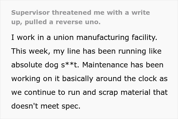 Worker Outsmarts Boss With A &ldquo;Reverse Uno&rdquo; After Being Pressured To Increase Productivity On Manufacturing Line