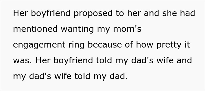 &ldquo;[Am I The Jerk] For Saying My Terminally Ill Stepsister Can&rsquo;t Have My Mom&rsquo;s Engagement Ring&rdquo;