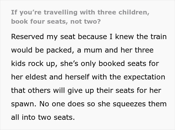 Mom Books Just 2 Train Seats For Herself And Her 3 Kids, Expecting Others To Give Up Theirs, Gets Called Out Online