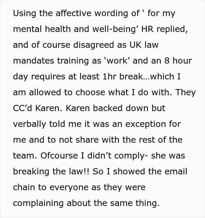 "I Stood Up And Announced I Was Going On Lunch": Employee Goes To HR After Manager Tells Her She Can't Have A Lunch Break