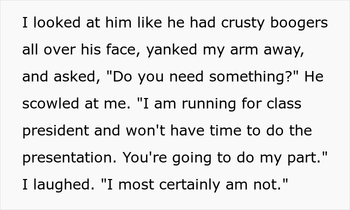 &ldquo;You&rsquo;re A Woman And Will Do As I Say&rdquo;: Guy Demands His Classmate Do His Part Of Group Presentation, She Maliciously Complies