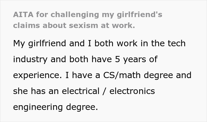 Guy Challenges His GF's Claims About Sexism At Work, Gets An Eye-Opening Reality Check