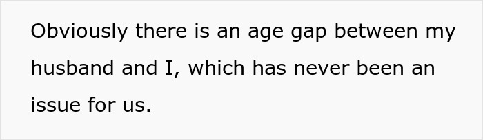 Text about age gap in a relationship, emphasizing no issues regarding it.