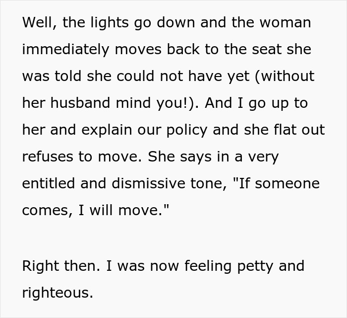 &ldquo;She Flat-Out Refuses To Move&rdquo;: Entitled Woman Ignores Theater Policy, Ends Up Learning Lesson The Embarrassing Way