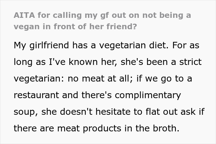 "She's Not A Vegan": Boyfriend Can't Take It Anymore, Calls Out Girlfriend On Her Lies