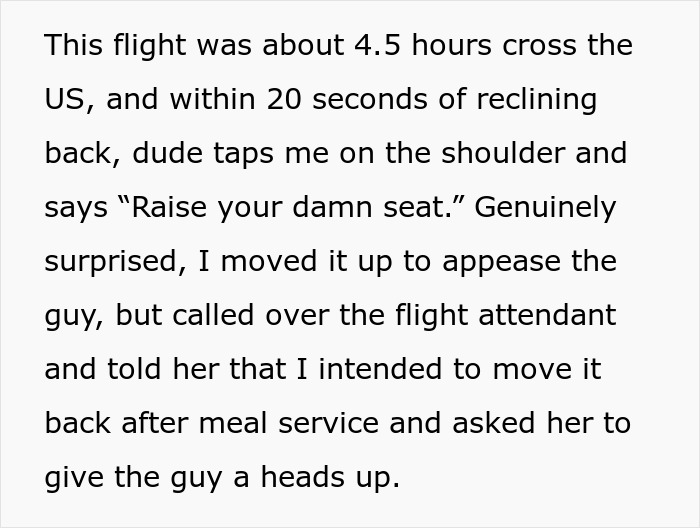 &ldquo;She Reiterated That I Was Entitled To Recline My Seat&rdquo;: Guy Asks For Flight Attendant&rsquo;s Backup After Being Criticized By The Passenger Behind Him