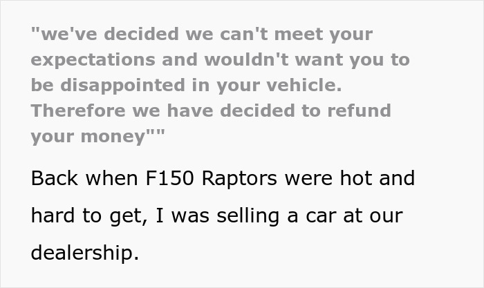 Customer&rsquo;s Entitlement Backfires When Car Dealership Cancels The Deal Last-Minute And Sells The Vehicle To Someone Else 