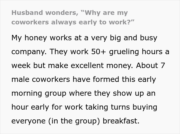 Man Is Surprised That His Co-Workers Constantly Come To Work Early, Shames Them About It After Realizing Why Man Is Surprised That His Co-Workers Constantly Come To Work Early, Shames Them About It After Realizing Why