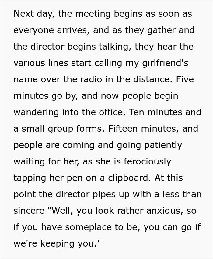 New Director Hosts A Meeting At 8 AM, Despite The Line Manager's Warnings Regarding The Process, Causing Production To Stall New Director Hosts A Meeting At 8 AM, Despite The Line Manager's Warnings Regarding The Process, Causing Production To Stall