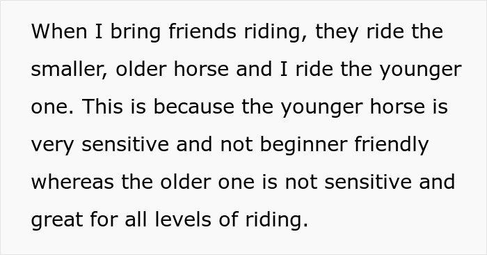 Horse Owner Doesn’t Let Her Overweight Friend Ride One Of The Animals, Gets Accused Of Body-Shaming Her Horse Owner Doesn’t Let Her Overweight Friend Ride One Of The Animals, Gets Accused Of Body-Shaming Her