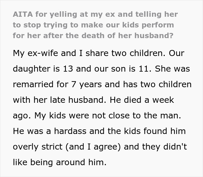 Mom Is Disgusted With Kids&rsquo; Lack Of Grief Over Their Late Stepfather, Their Real Dad Steps In To Bring Her Back To Earth