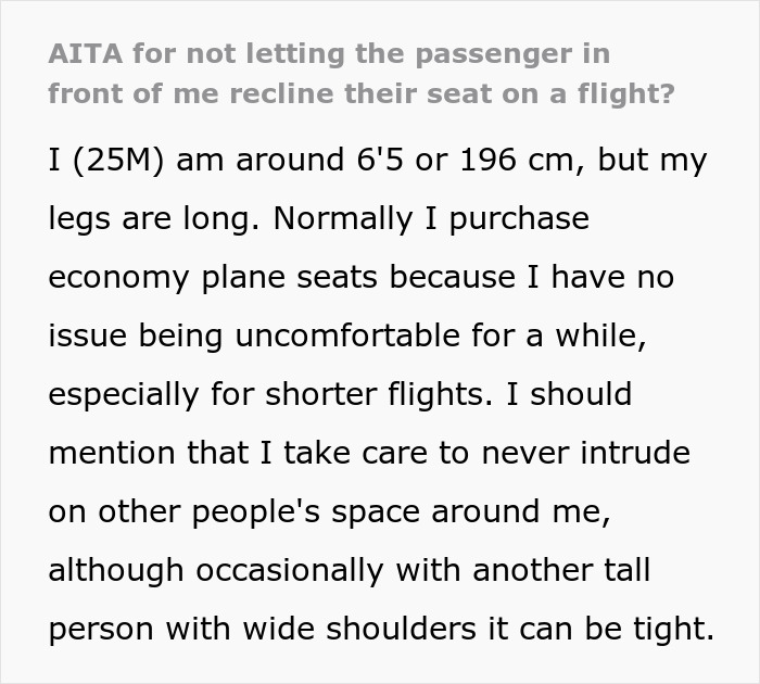 Tall Guy Doesn't Fit In Plane Seat Comfortably, Drama Ensues After Woman Tries To Recline Her Seat Tall Guy Doesn't Fit In Plane Seat Comfortably, Drama Ensues After Woman Tries To Recline Her Seat
