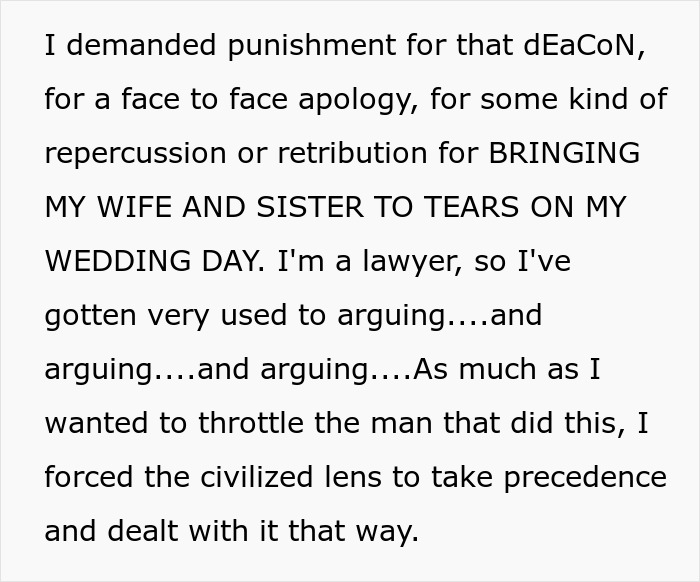 “In Fact, I Took Three Trips To That Church”: Guy Comes Back After Honeymoon, Gets Deacon Fired For Making His Wife And Sister Cry On His Wedding Day “In Fact, I Took Three Trips To That Church”: Guy Comes Back After Honeymoon, Gets Deacon Fired For Making His Wife And Sister Cry On His Wedding Day