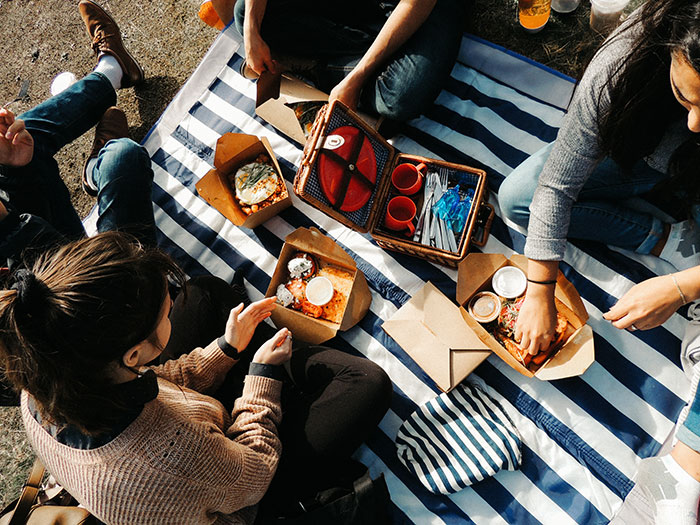 Person having a picnic at the beach