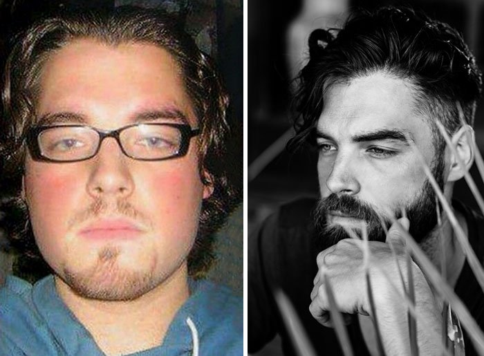 Before And After I Lost Weight, Grew A Beard, And Started Modeling In My 30s