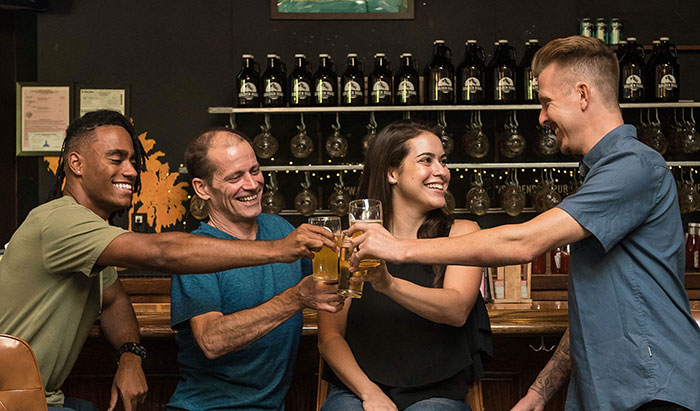 Friends drinking at the bar