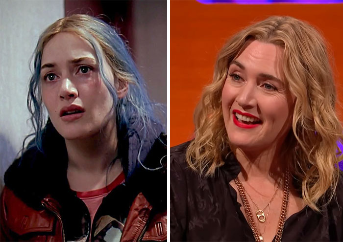 Young and older versions of a female celebrity shown side by side, highlighting celebrities that seemingly never age.