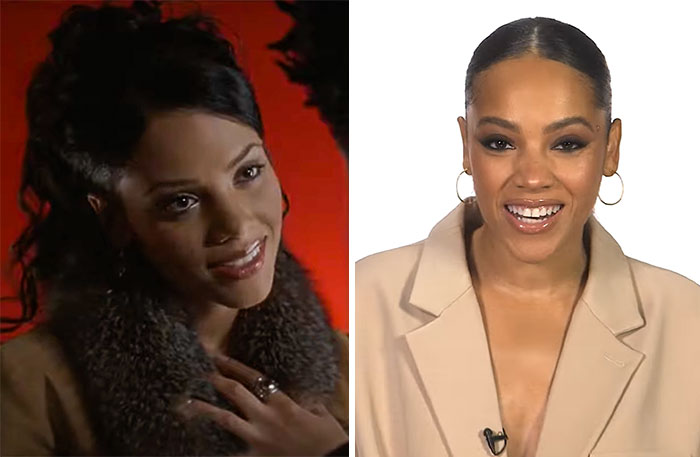 Side-by-side images of a woman showcasing timeless beauty and celebrity agelessness in different settings.