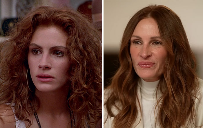 Side-by-side images of a female celebrity showing youthful and current looks, illustrating celebrities that seemingly never age.