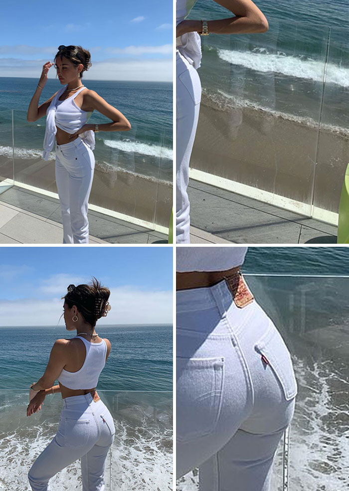 Photoshop Fail Hidden In The Glass Balcony In Madison Beer's Now-Deleted Instagram Photo