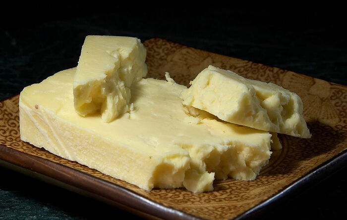 pieces of cheese on the plate