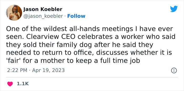 CEO Celebrates Worker Who Sold His Dog To Return To The Office, Sparks Huge Backlash Online