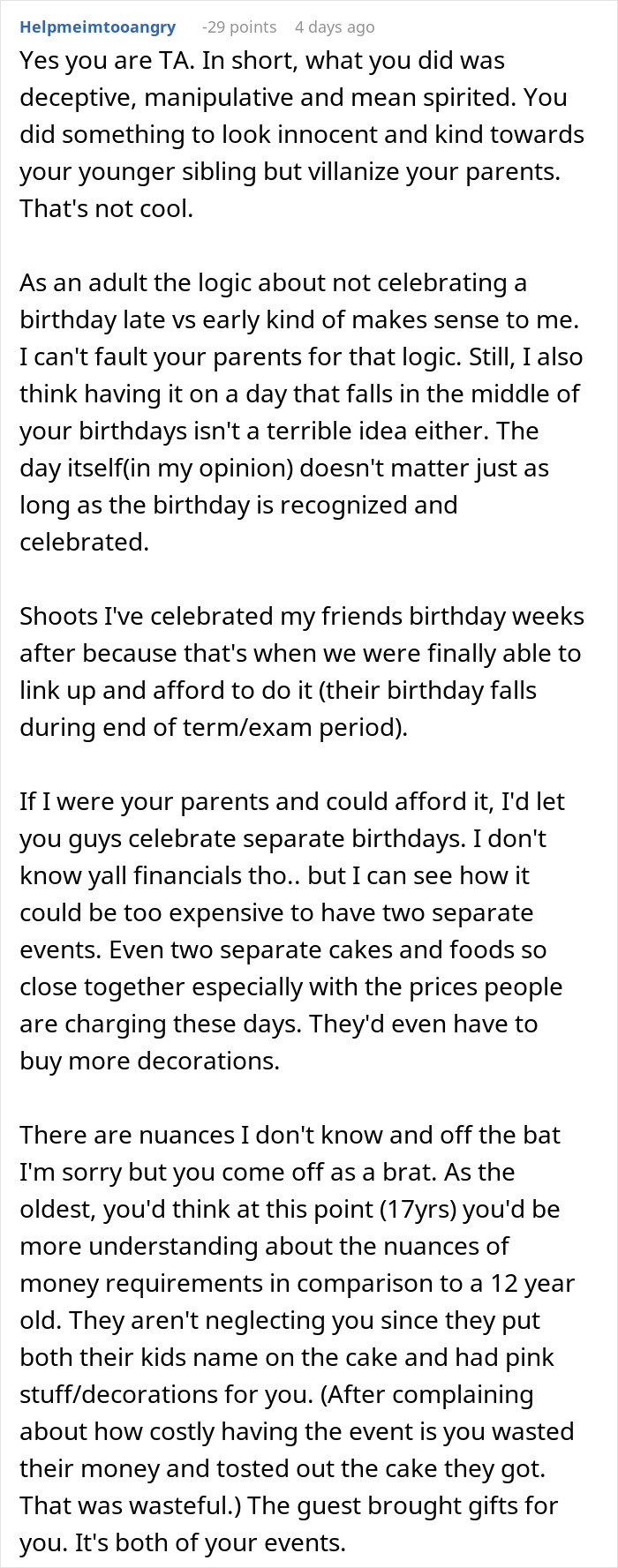 Teen Is Fed Up With Having To Celebrate Her Birthday With Her Little Brother, Infuriates Parents By Sabotaging It This Year