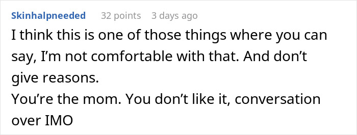 Reddit comment discussing a problem about a MIL wanting a grandkid's footprint tattoo.