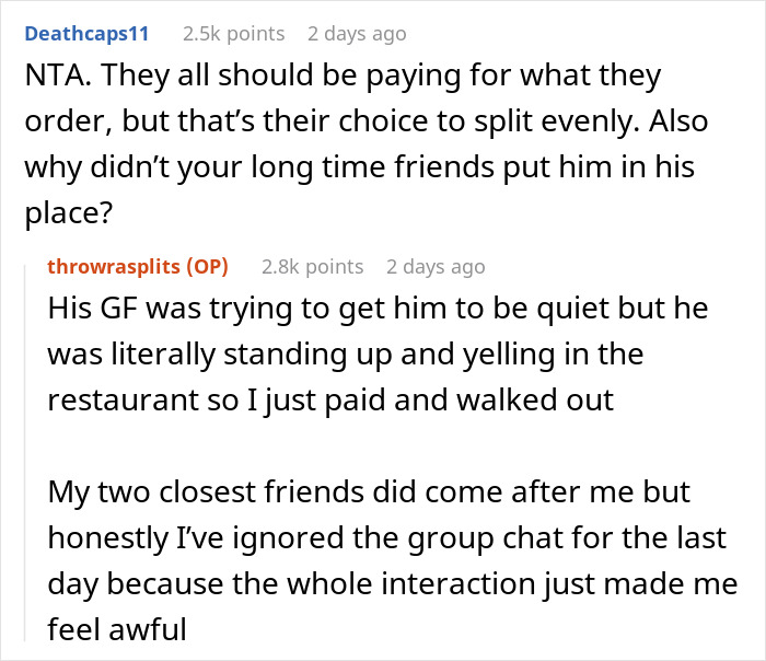 Woman Gets Yelled At By A New Guy At Dinner With Friends For Not Splitting The Check Evenly Like Everyone Else