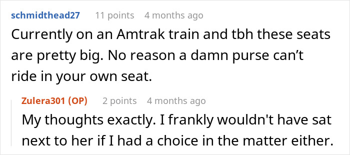 Woman Plots The Pettiest Revenge Against ‘Karen’ Who Refused To Move Her Bag From Her Prepaid Train Seat Woman Plots The Pettiest Revenge Against ‘Karen’ Who Refused To Move Her Bag From Her Prepaid Train Seat