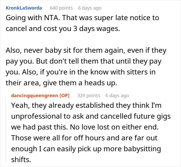 "The Price For Those 3 Days Was Going To Be $840": Babysitter Asks Parents To Still Pay Her For Her Service When They Cancel Last Minute